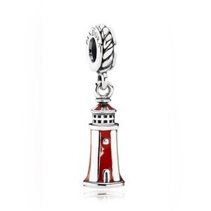 Authentic Pandora Silver and Red enamel Lighthouse Charm 791137EN42 (retired)